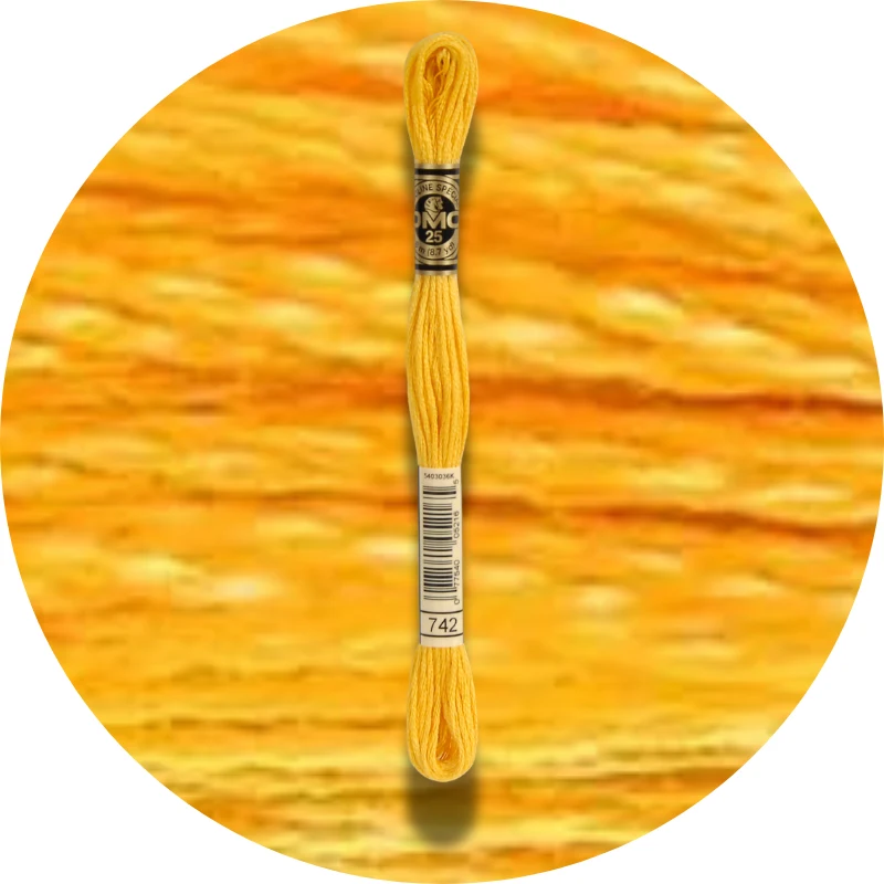 DMC Mouliné Spécial 25 Broderigarn, Ensfarvet, Røde/Gule/Orange nuancer